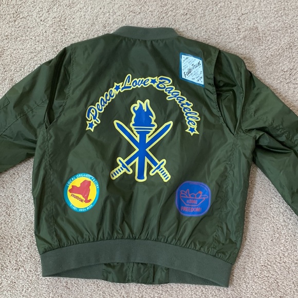 bomber varsity rugby jacket womens green New York - Picture 7 of 12